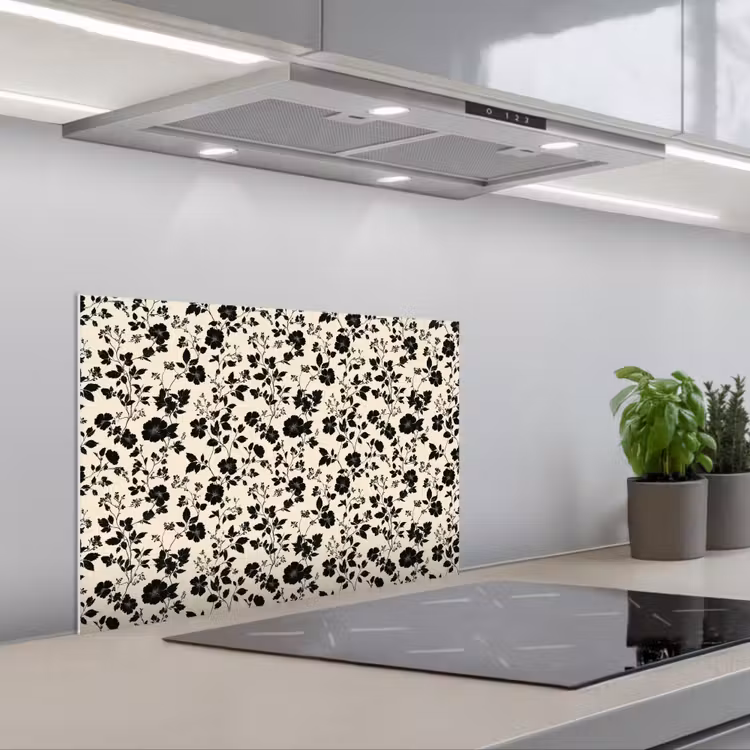 Fond de hotte - Fleurs - Motif - Noir — 1