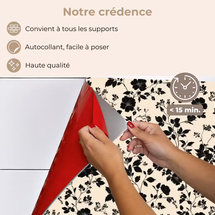 Fond de hotte - Fleurs - Motif - Noir — 4