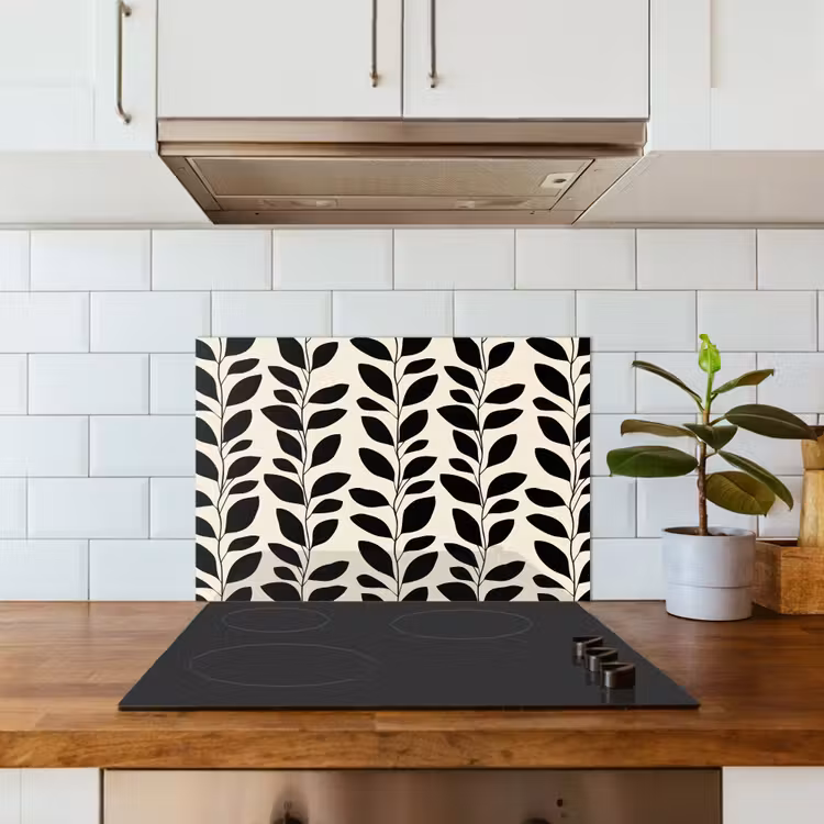 Fond de hotte - Botanique - Motif - Noir - Beige — 3