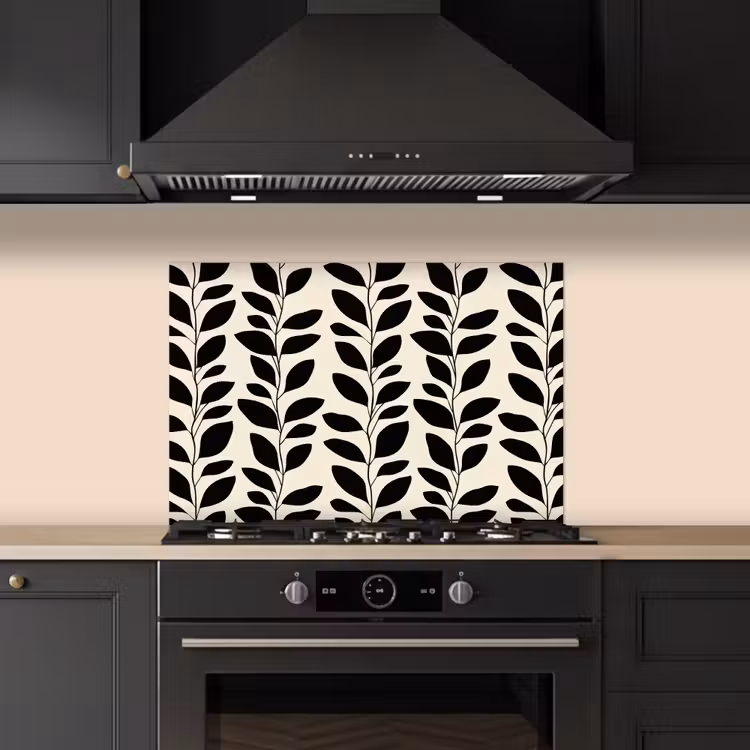Fond de hotte - Botanique - Motif - Noir - Beige — 5