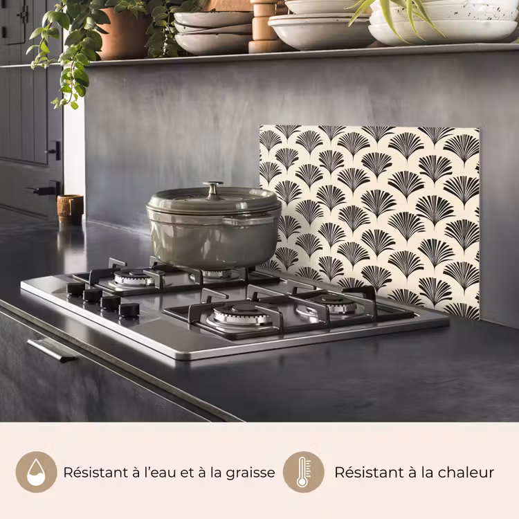 Fond de hotte - Eventails - Botanique - Noir - Beige — 2