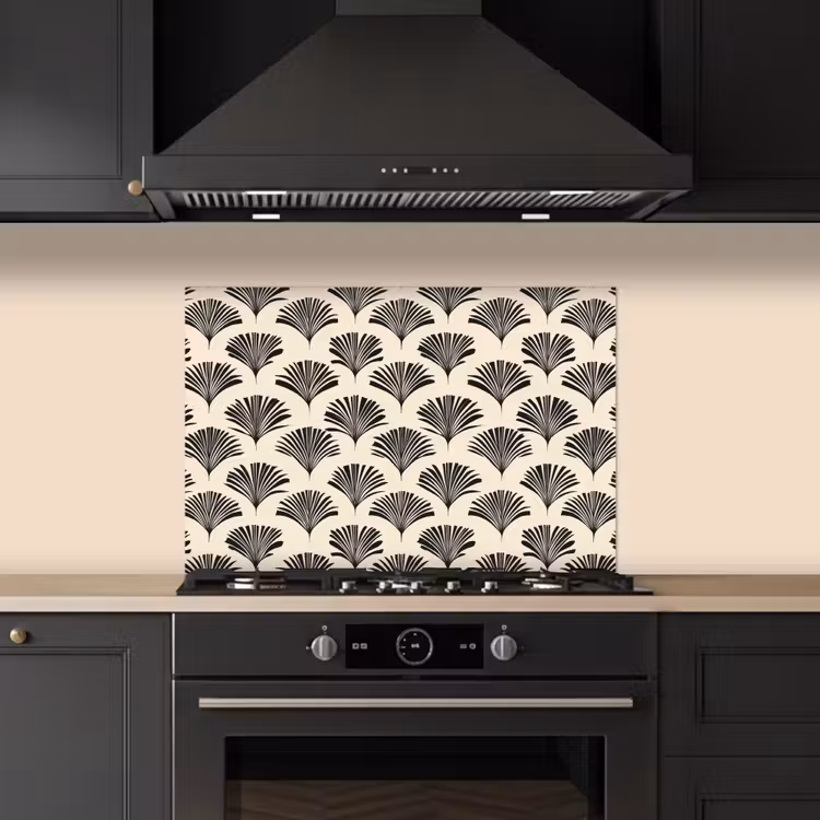 Fond de hotte - Eventails - Botanique - Noir - Beige — 5