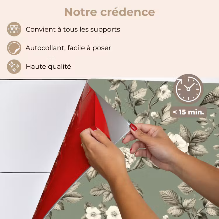 Fond de hotte - Botanique - Oiseaux - Vert — 4