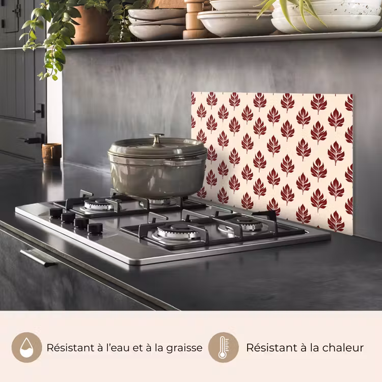 Fond de hotte - Botanique - Motif - Bordeaux — 2