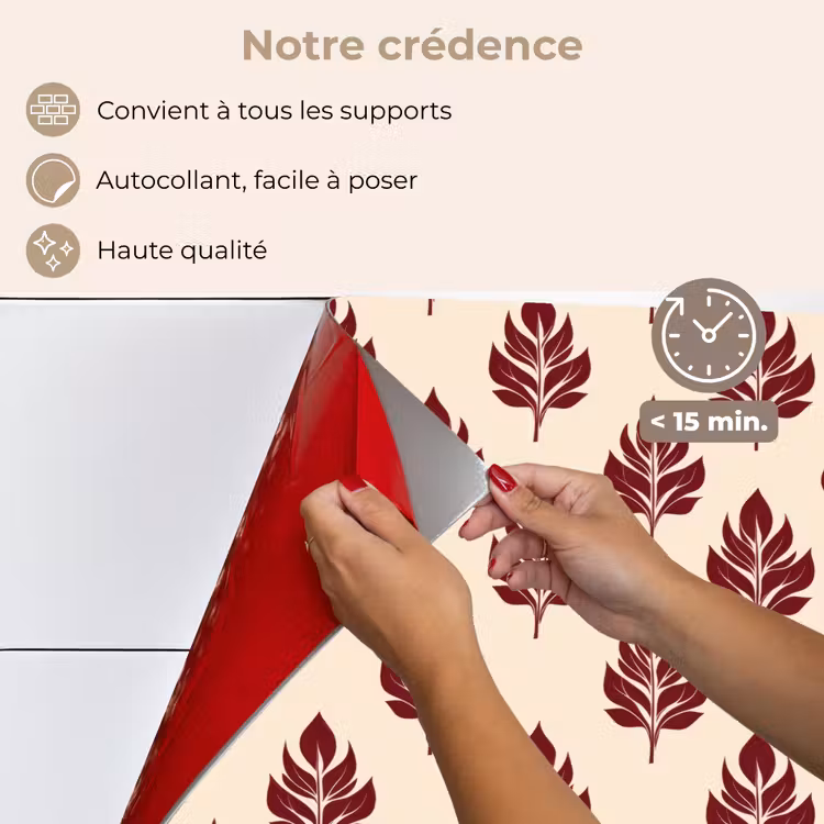 Fond de hotte - Botanique - Motif - Bordeaux — 4