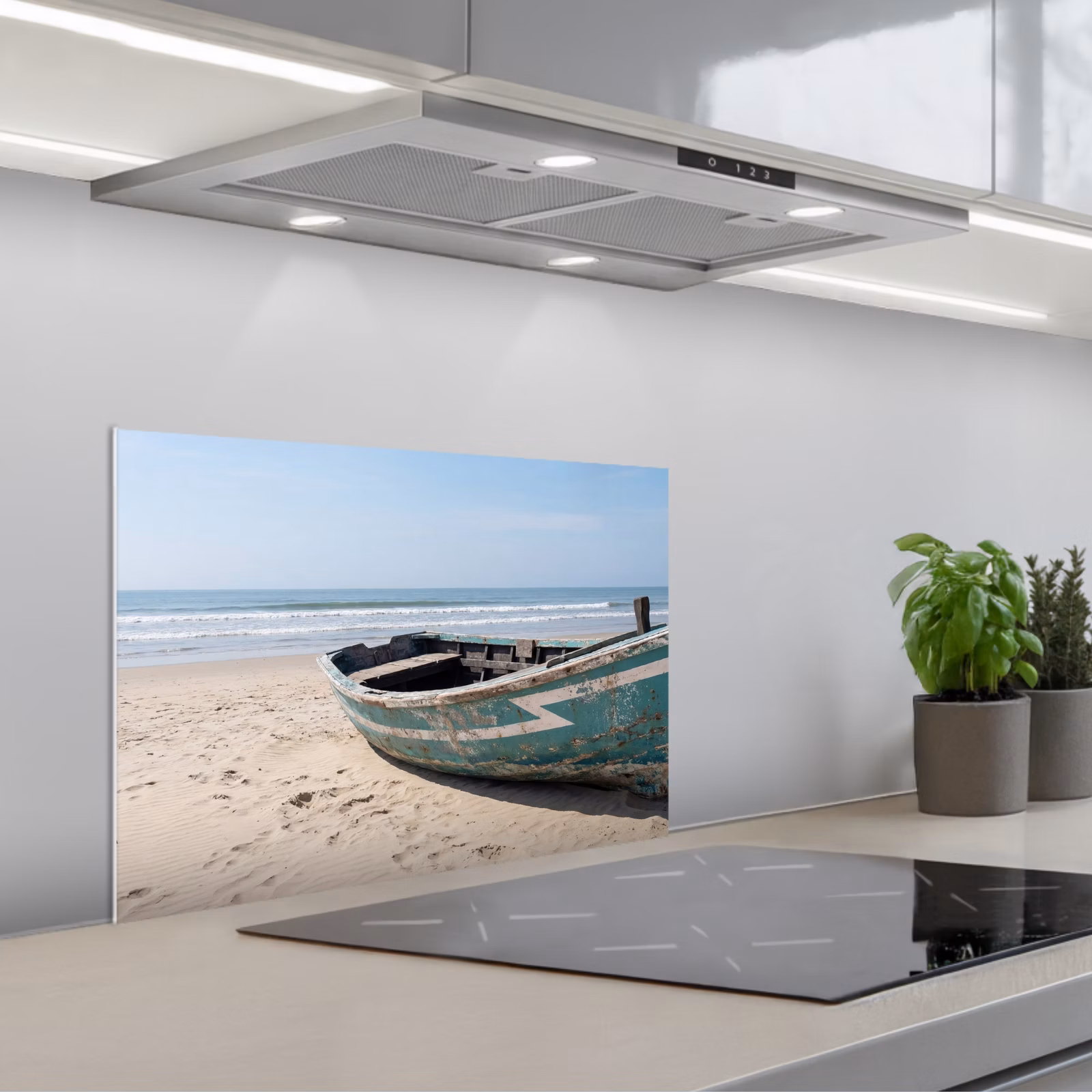Fond de hotte - Bateau - Plage de sable - Mer — 1