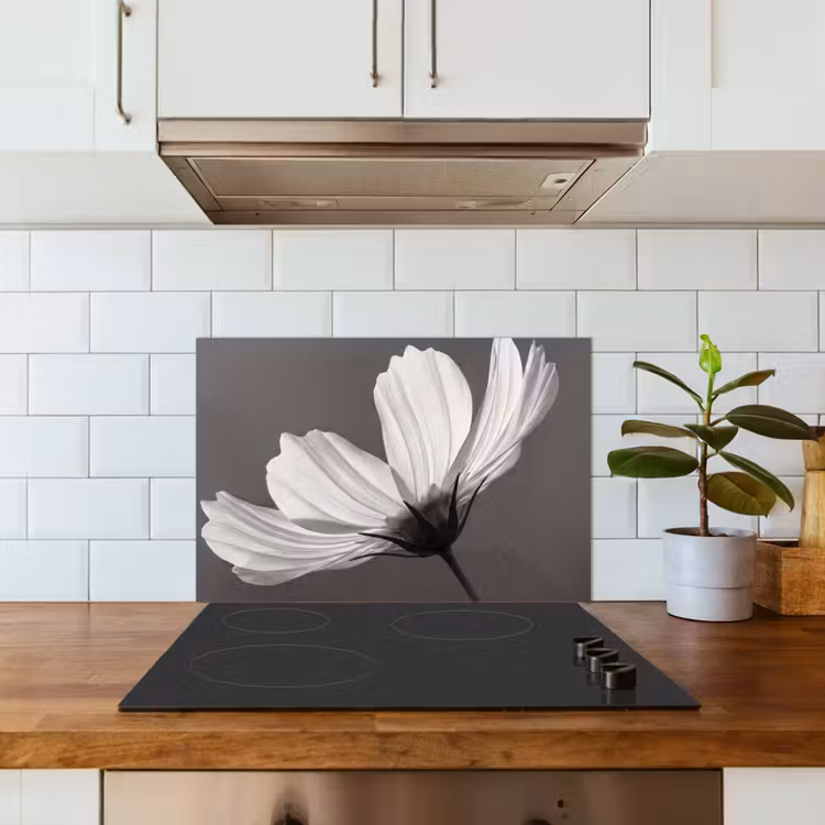 Fond de hotte - Fleur - Minimaliste - Noir - Blanc — 3