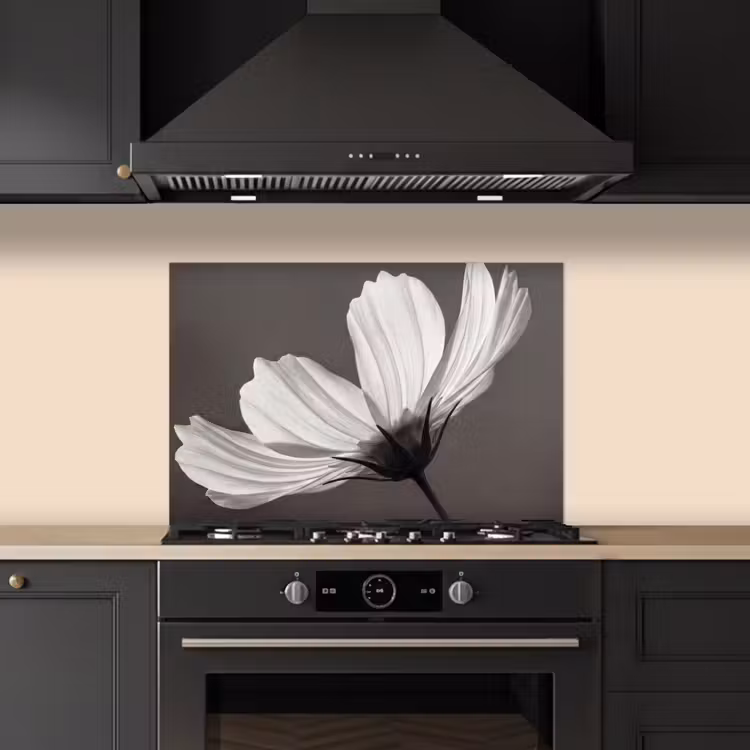 Fond de hotte - Fleur - Minimaliste - Noir - Blanc — 5