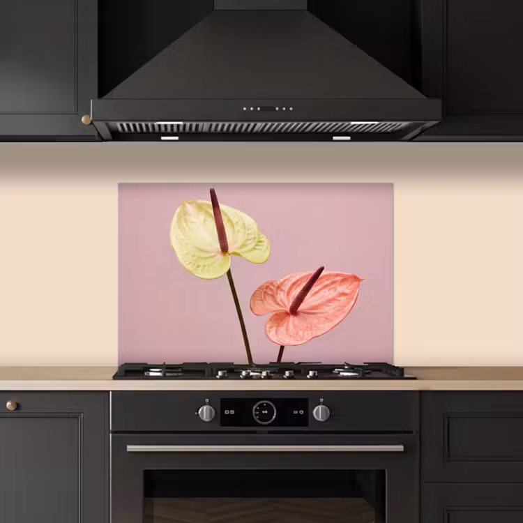 Fond de hotte - Fleurs - Anthuriums - Jaune - Rose — 5