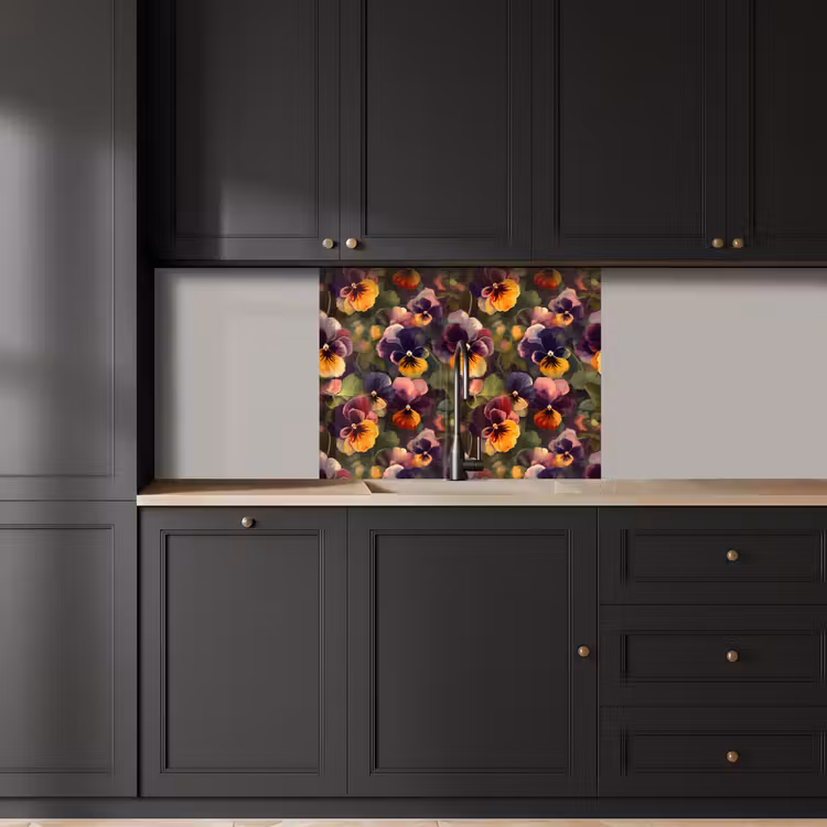 Crédence cuisine - Chaud - Motif - Pinceau - Violettes — 5