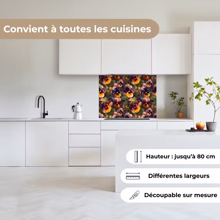 Crédence cuisine - Chaud - Motif - Pinceau - Violettes — 6