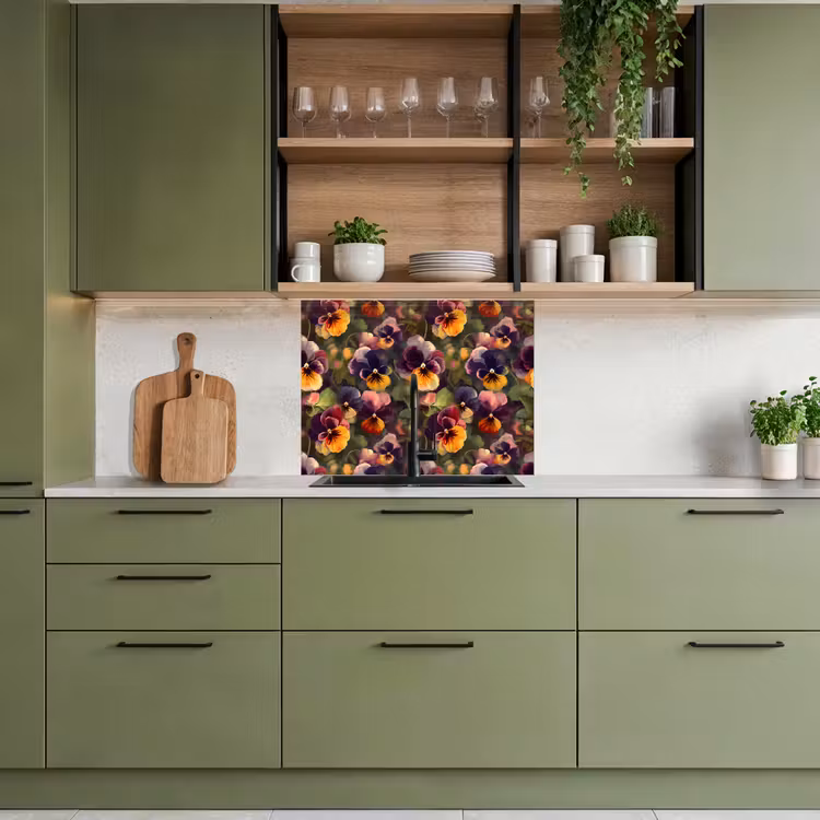 Crédence cuisine - Chaud - Motif - Pinceau - Violettes — 7