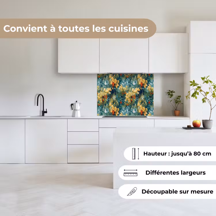 Crédence cuisine - Jaune - Fleurs - Vert - Feuilles — 6