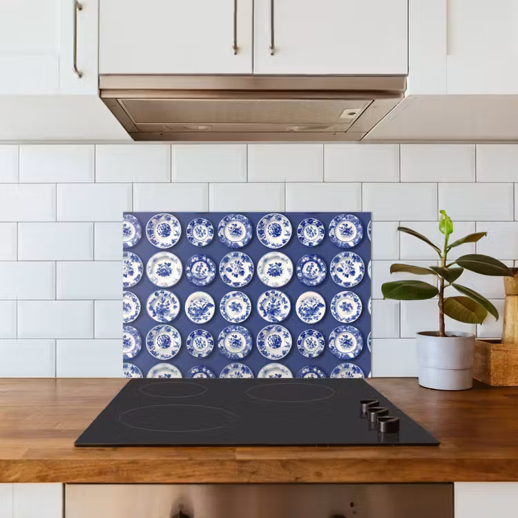 Fond de hotte - Assiettes - Floral - Bleu — 3
