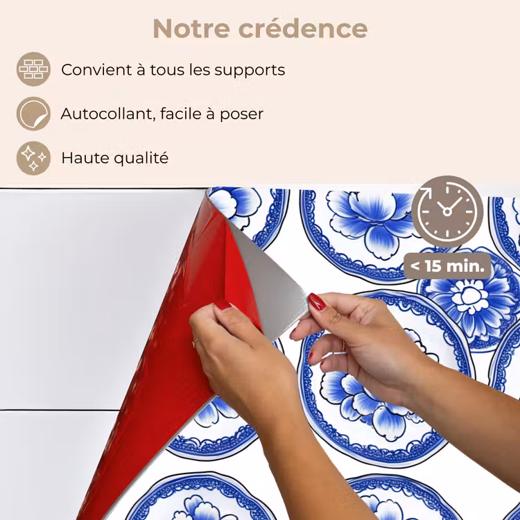 Fond de hotte - Cercles - Fleurs - Bleu — 4