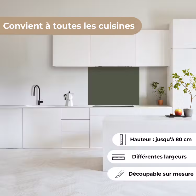 Crédence cuisine - Vert - Couleur unie - Vert olive — 6