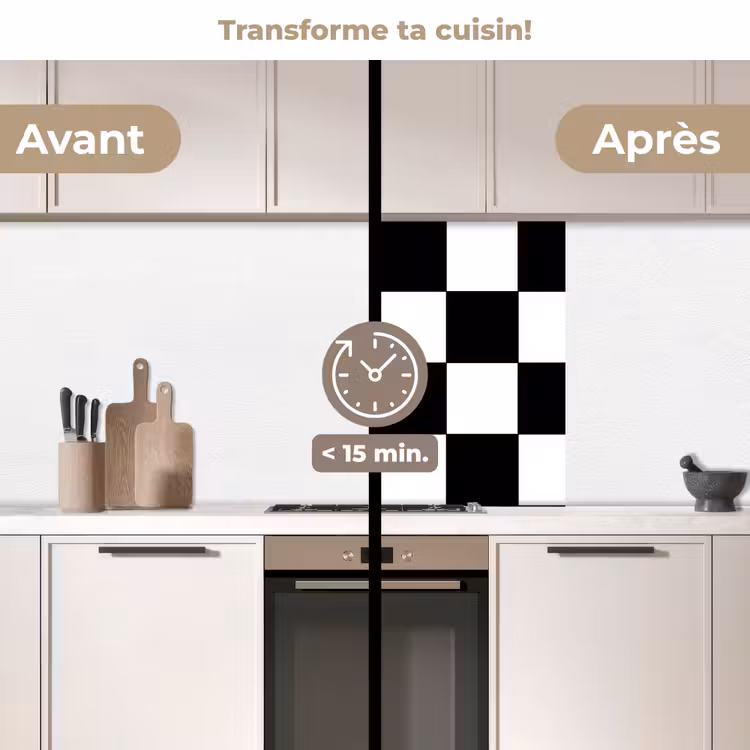 Crédence cuisine - Échiquier - Motifs - Noir et blanc — 2