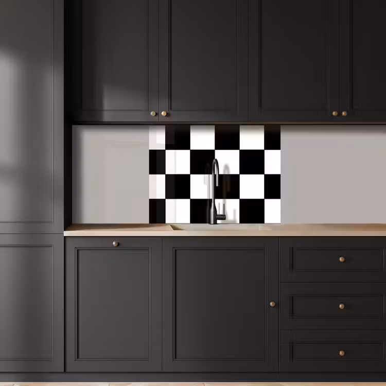 Crédence cuisine - Échiquier - Motifs - Noir et blanc — 5