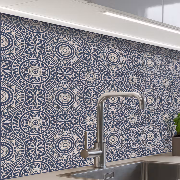 Crédence cuisine - Mandala - Bleu - Motif — 1