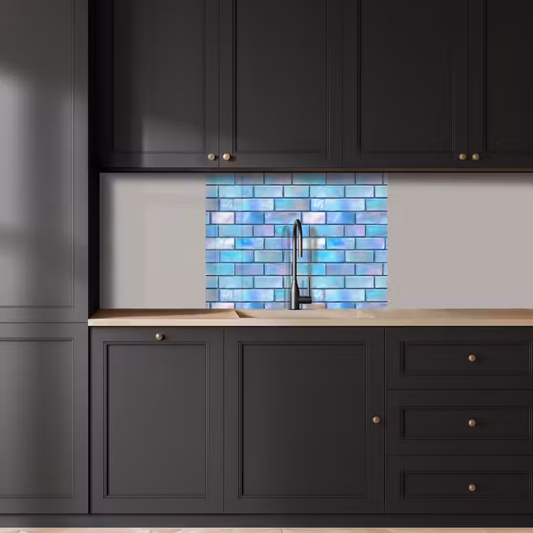 Crédence cuisine - Bleu - Brillant - Mural — 5