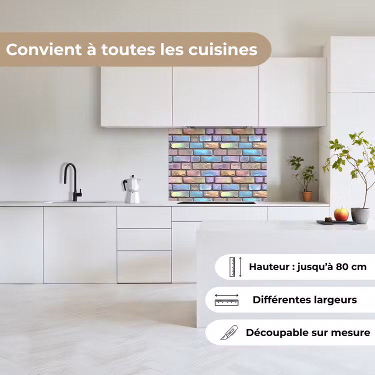 Crédence cuisine - Pierres - Arc-en-ciel - Métallique — 6