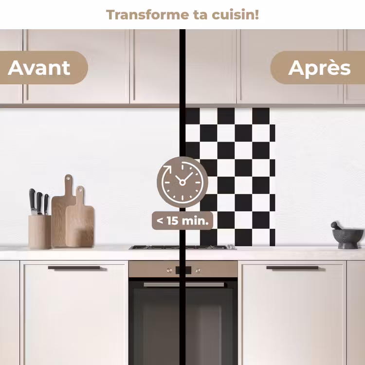 Crédence cuisine - Classique - Motif - Noir - Blanc — 2