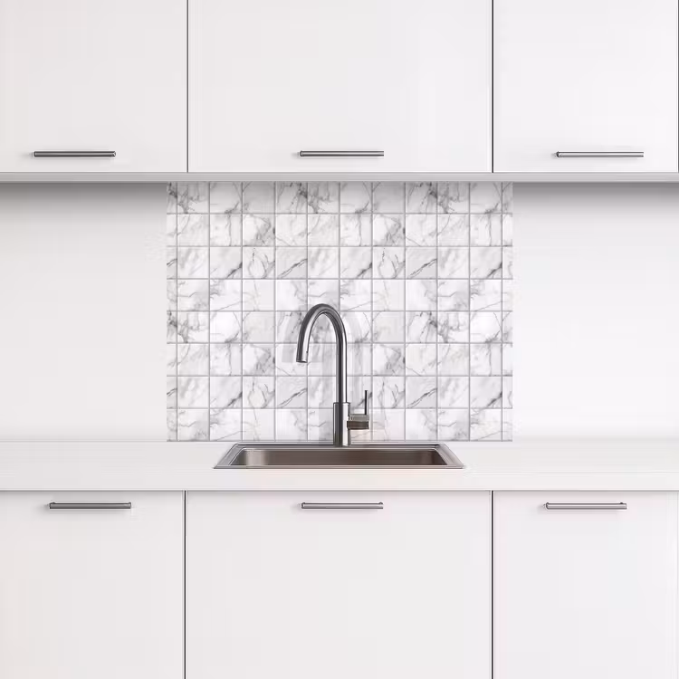 Crédence cuisine - Marbre - Carreaux - Gris - Blanc — 3