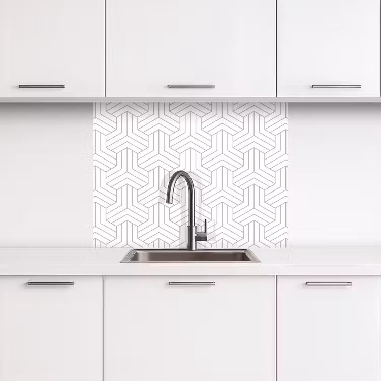 Crédence cuisine - Motifs - Abstrait - Noir - Blanc - Géométrie — 3