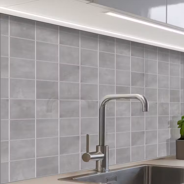 Crédence cuisine - Matt - Mur - Carreaux - Gris — 1