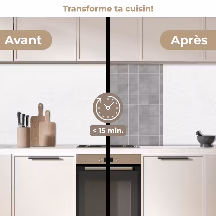 Crédence cuisine - Matt - Mur - Carreaux - Gris — 2