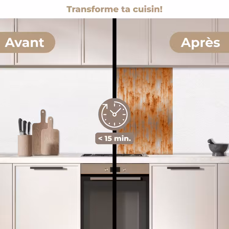 Crédence cuisine - Métal - Gris - Orange - Rouille — 2