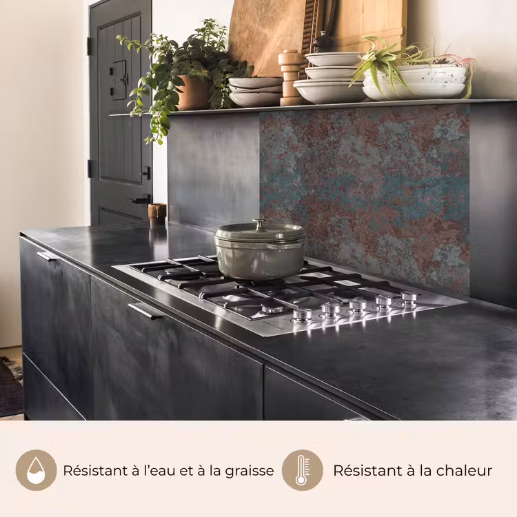 Crédence cuisine - Bleu - Gris - Rouille - Motif — 4