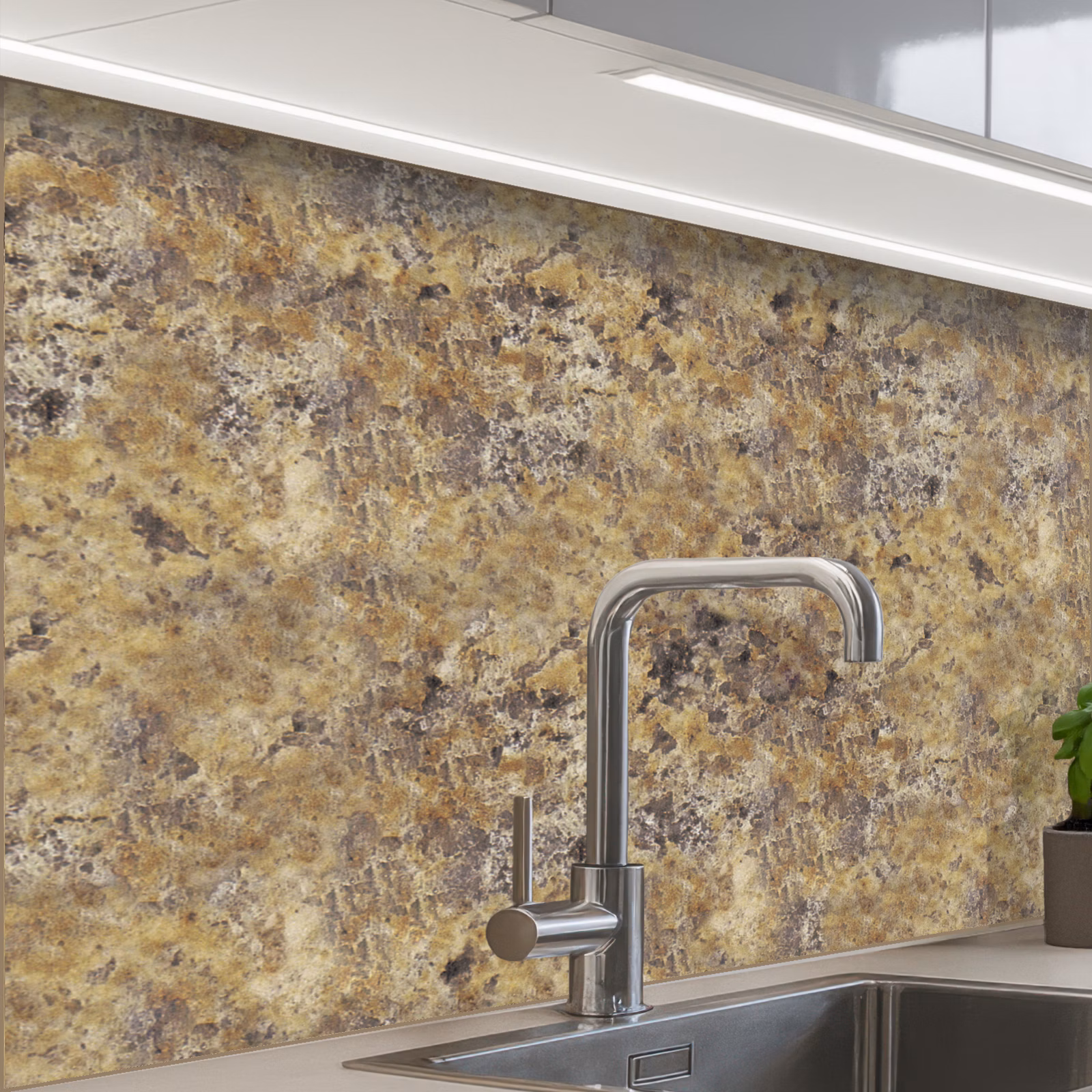 Crédence cuisine - Marron - Blanc - Teintes - Granit — 1