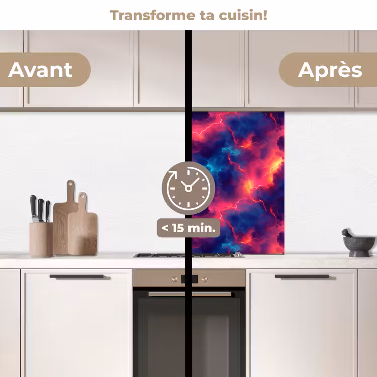 Crédence cuisine - Éclairs - Nuages - Couleurs — 2