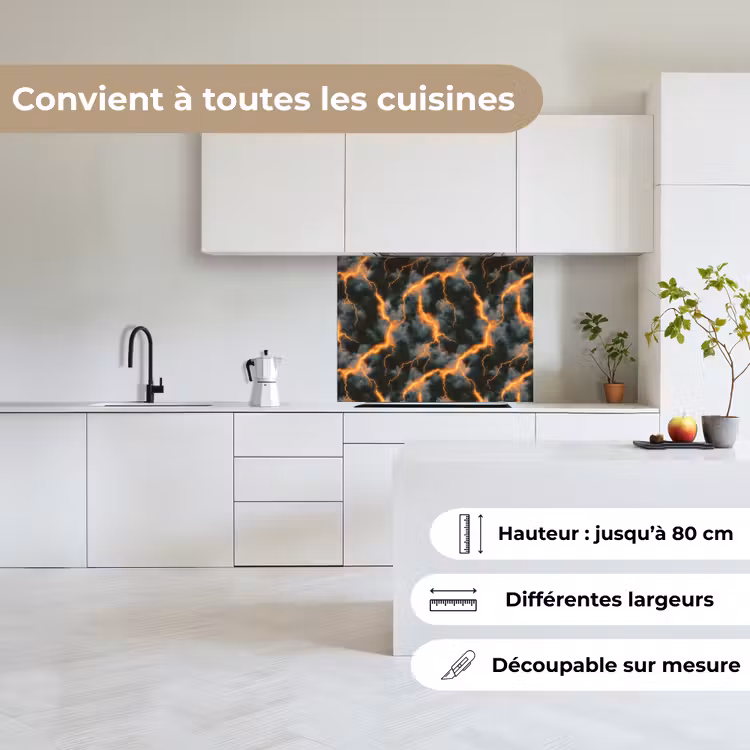Crédence cuisine - Orange - Eclairs - Nuages — 6