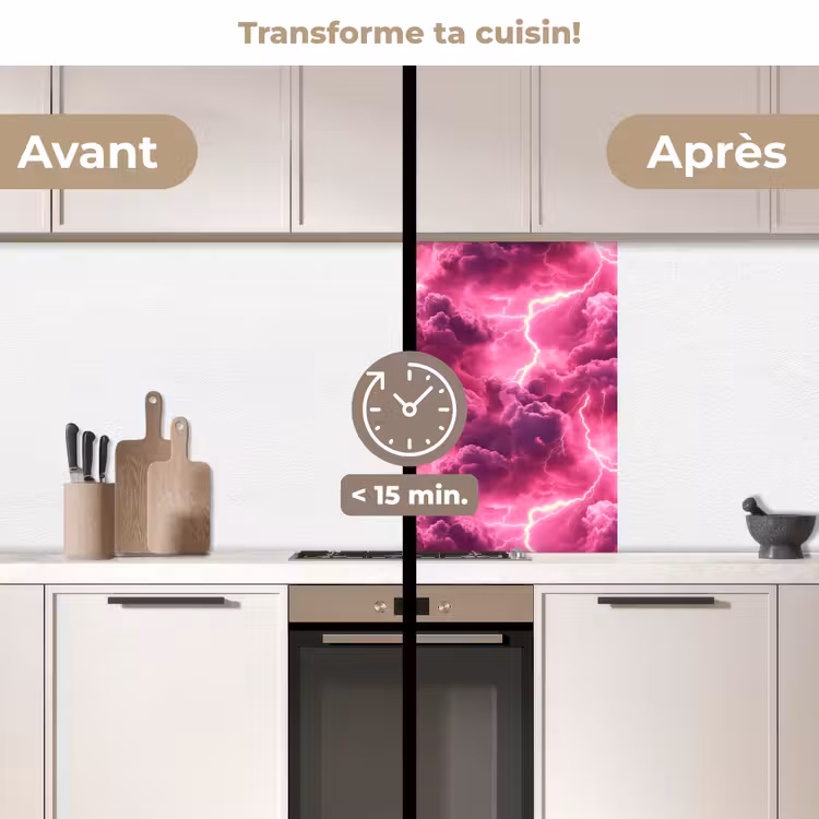 Crédence cuisine - Rose - Orage - Nuages — 2