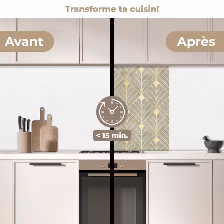 Crédence cuisine - Elégant - Symbole - Or - Gris-vert — 2