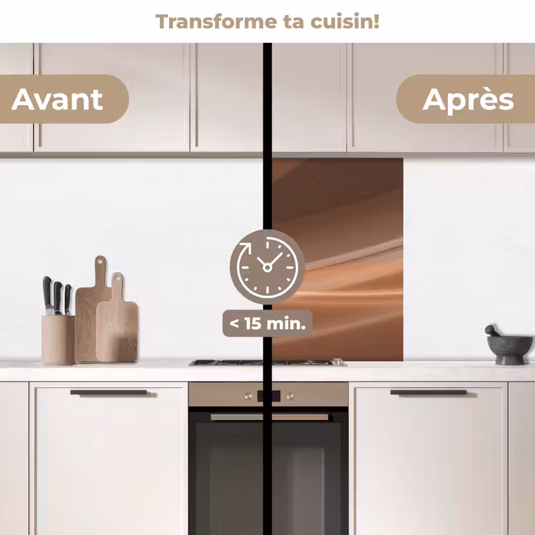 Crédence cuisine - Vagues - Abstrait - Marron — 2