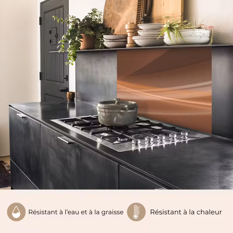 Crédence cuisine - Vagues - Abstrait - Marron — 4
