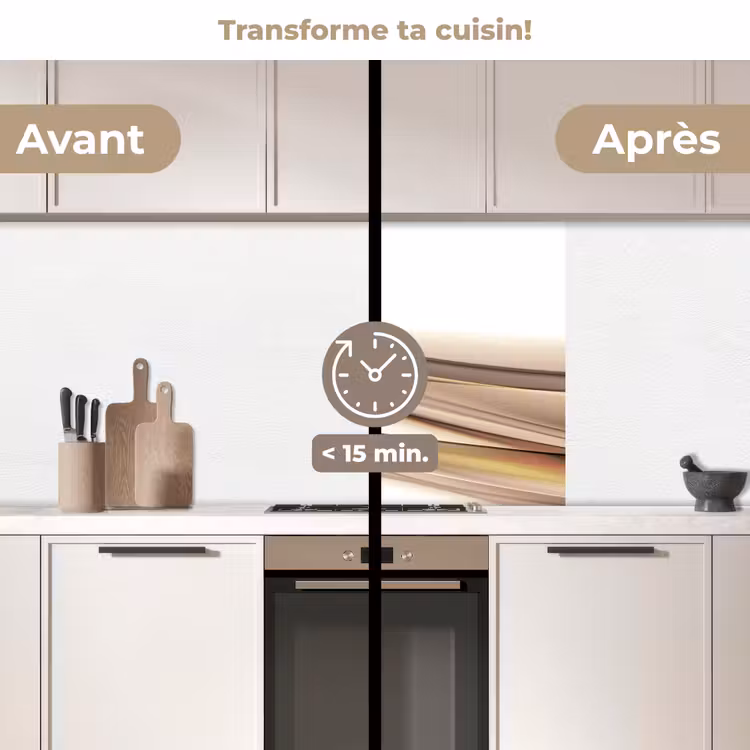 Crédence cuisine - Vagues - Abstrait - Taupe — 2