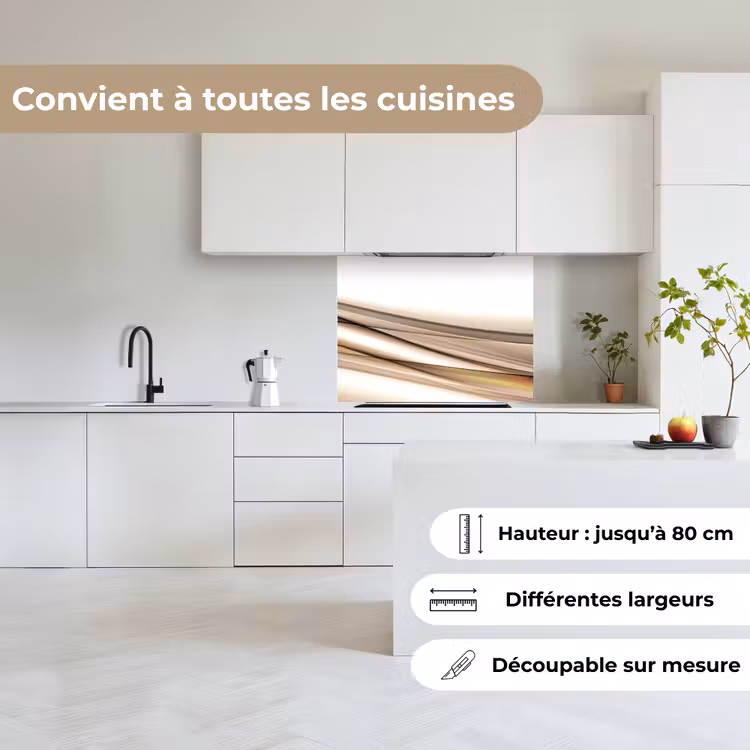 Crédence cuisine - Vagues - Abstrait - Taupe — 6