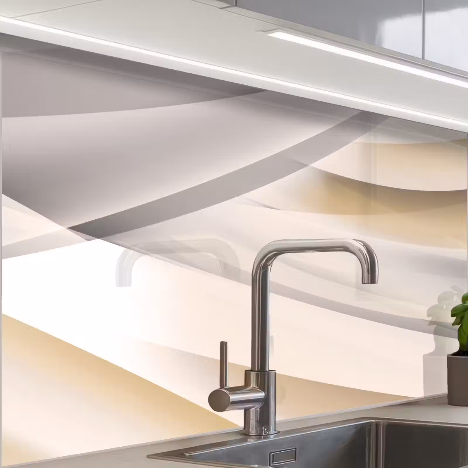 Crédence cuisine - Vagues - Abstrait - Beige — 1