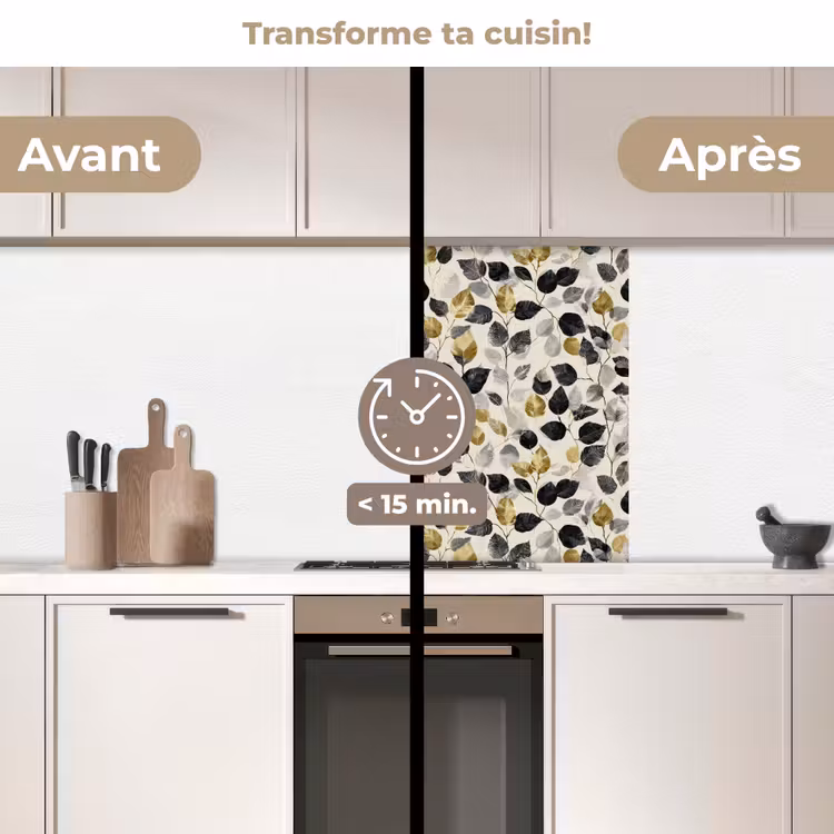 Crédence cuisine - Botanique - Or - Noir — 2