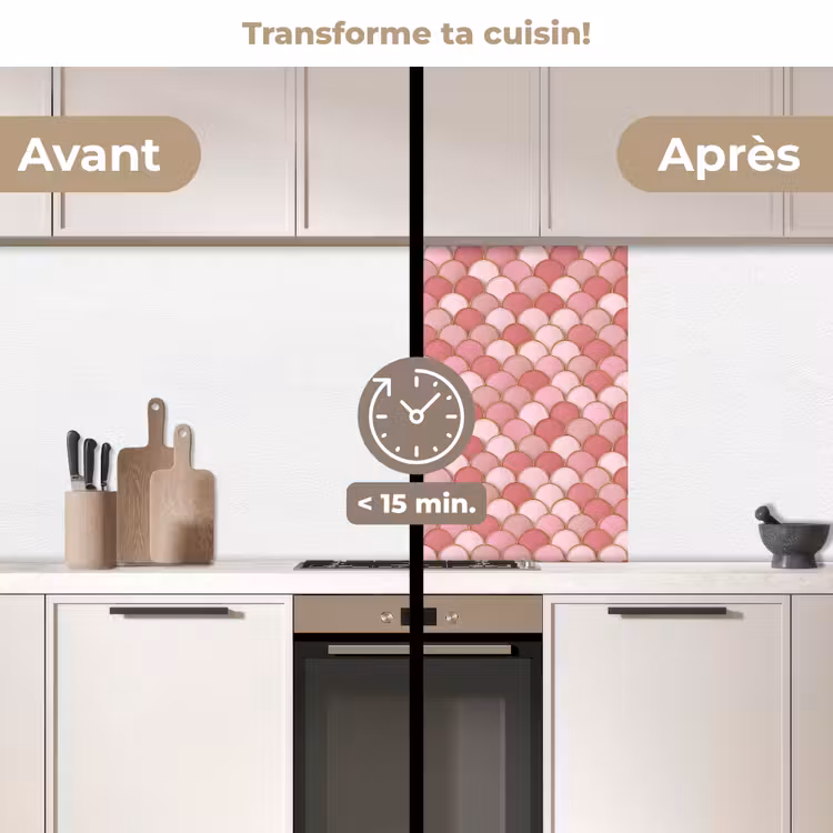 Crédence cuisine - Carrelage - Motif - Rose - Or — 2