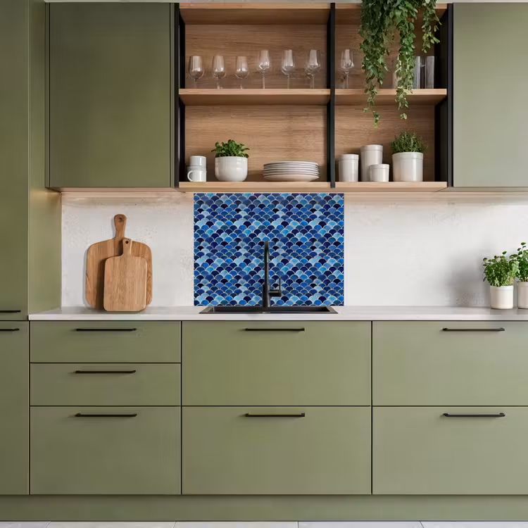 Crédence cuisine - Motif - Écailles de poisson - Bleu — 7