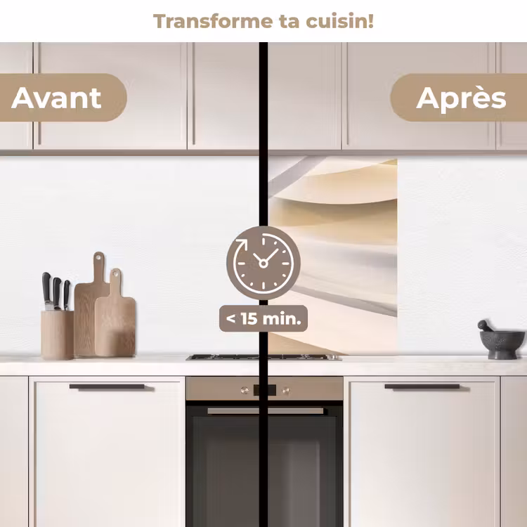Crédence cuisine - Vagues - Abstrait - Beige — 2