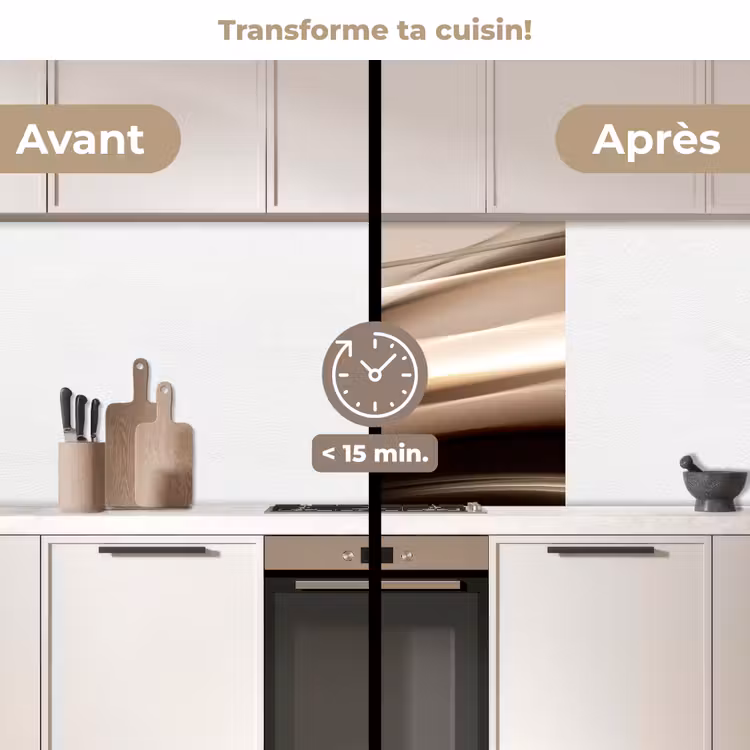 Crédence cuisine - Vagues - Abstrait - Beige chaud — 2