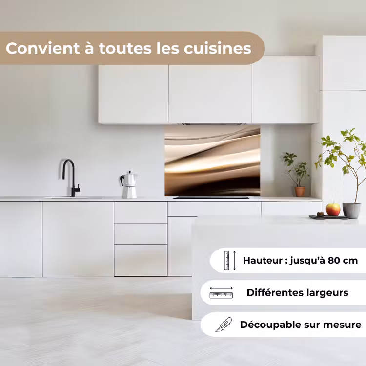 Crédence cuisine - Vagues - Abstrait - Beige chaud — 6