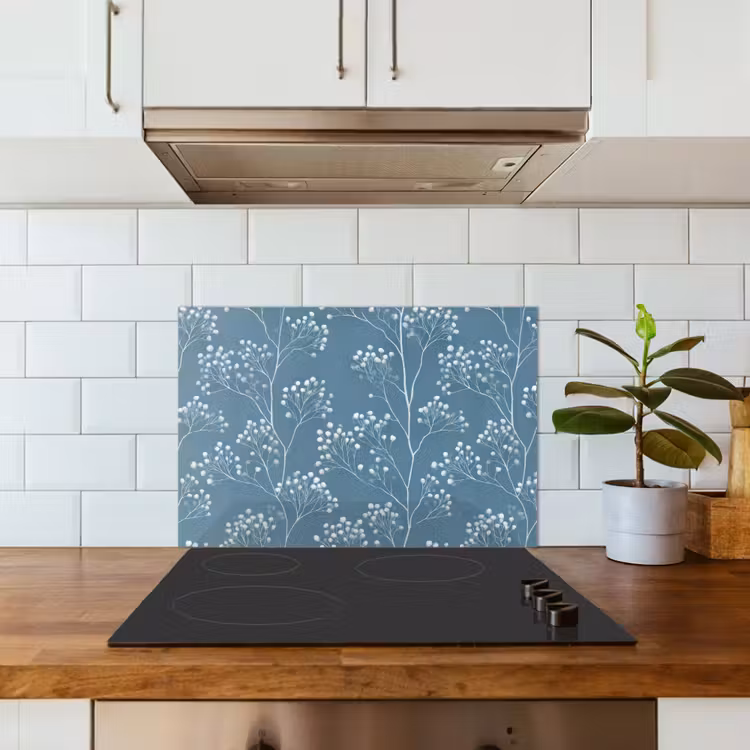 Fond de hotte - Branches - Baies - Motif - Bleu clair — 3