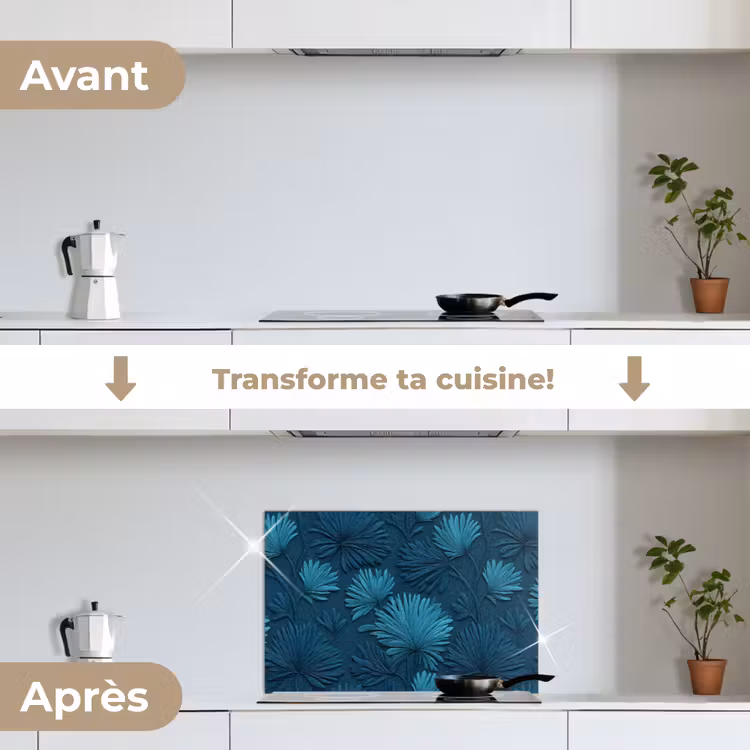 Fond de hotte - Feuilles - Gaufré - Motif - Bleu océan - Moderne — 7